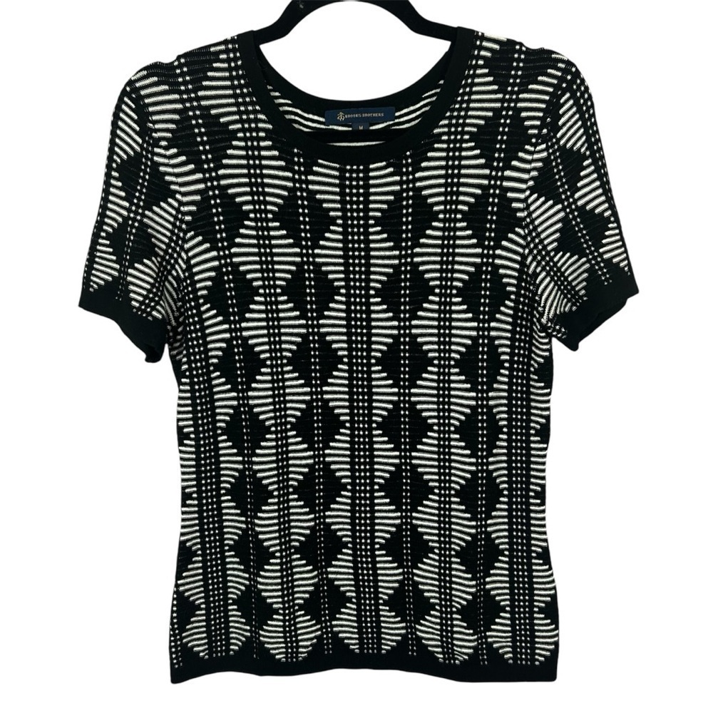Brooks Brothers Black and White Short Sleeve Tee Size M - Picture 1 of 8